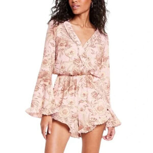 Agua Bendita x Target Floral  Romper  Flare Sleeve Pink size M Romantic NWOT